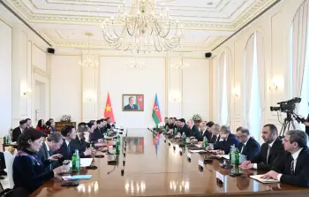 Prezident İlham Əliyevin Vyetnam Kommunist Partiyasının Mərkəzi Komitəsinin Baş katibi ilə geniş tərkibdə görüşü keçirilib